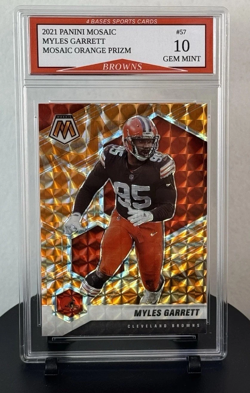 2021 Panini Mosaic Myles Garrett Browns Mosaic Orange Prizm Card #57 Gem Mint 10