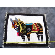 Ecuadorian hand-woven wall bull tapestry 37"x 29" vintage