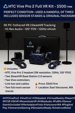 HTC Vive Pro 2 Full VR Kit – Headset + Controllers + Sensors + Stands