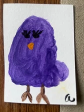 aceo 2x3 painting acrylic Art Cart  Chicken