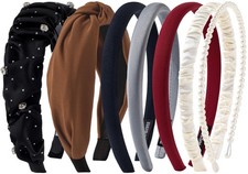 7 PCS Black Headbands For Women Girls Non Slip Padded Wide Hairbands Accessory