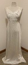 VINTAGE SEARS Sz 34 SILKY IVORY NYLON lace LINGERIE FULL SLIP DRESS Long 766