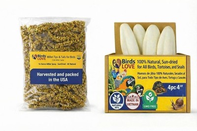 Farm to Feathers Bird Millet & Cuttlebone Bundle   USA Grown Millet Sprays...