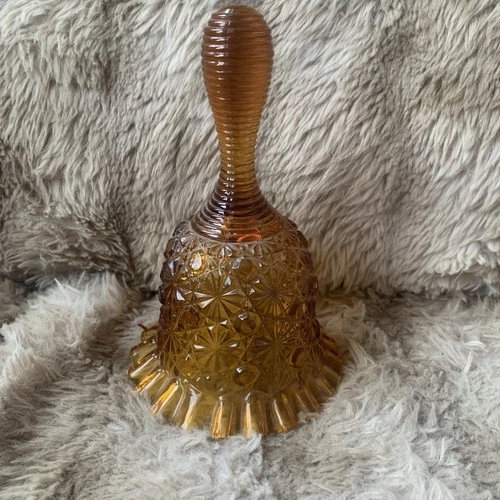 Fenton Amber Daisy and Button Glass Bell