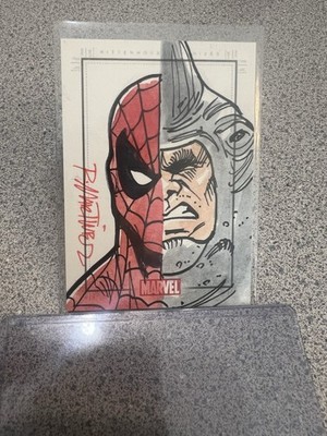 2010 rittenhouse marvel heroes and villains Sketch By Martinez Spider-Man/rhino