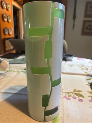 Cyan Design Danish Vase Green & White Glass Cylindrical Mid Century Modern Style