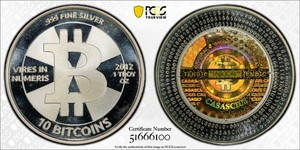 Redeemed 2012 Silver Casascius 10 Bitcoin BTC - PCGS SP66 - The Otoh Collection