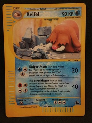 Pokemon Keifel set skyridge Deutsch 24/144 in holo REVERSE rare foil.