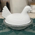 Vintage Indiana Glass Hen on Nest Married Pair Milk Glass and Clear HON 7”