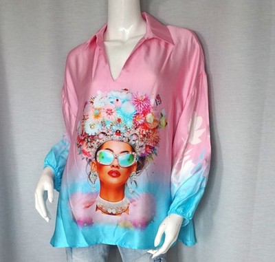 Oversized Tunika Satin Shirt Frida Bluse Sarah Love Rosa Türkis 38,40,42,44 NEU