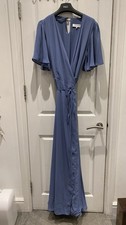 Rewritten Bridesmaid/Event Wedding Dress Blue Wrap Style UK Size XL (fits 16-20)