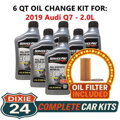 Fits: 2019 Audi Q7 2.0L 6,000 Mile Synthetic Oil & Filter Kit (0W-30)