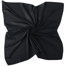 35 inches Womens Solid Color Large Satin Silk Feeling Formal Scarf Wrap Black