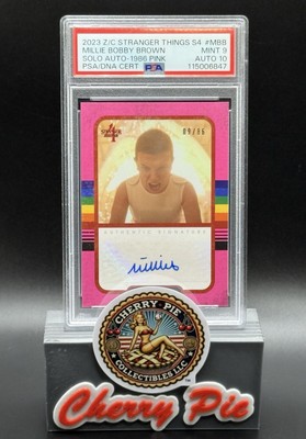 RARE 2023 zerocool Stranger Things MILLIE BOBBY BROWN Auto Pink /86 PSA/DNA 9/10