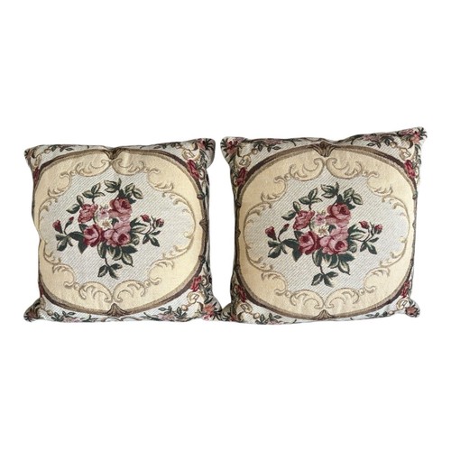 VTG Floral Tapestry Pillow Covers Elegant Victorian Style 17 X 17