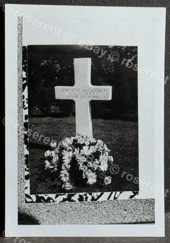 WW1 U.S. Navy Airforce - grave of Kenneth Macleish KIA Belgium  photo 12 by 9cm