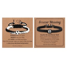 Soccer Football Braided Cord Bracelet Wristband Sporty Jewelry Adjustable Chain
