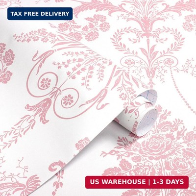 EchoSphere 17.3''x118'' Peel and Stick Wallpaper Floral Boho Pink White