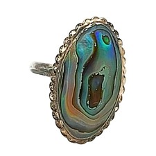 Vintage STERLING ABALONE RING Stunning Shell - Size 5.5 Marked