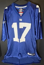 Plaxico Burress New York Giants Reebok Jersey Mens L #17 Blue NFL Football