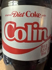 Share a Coke with  Colin  2025 Personalized Gift Coca~Cola Bottle 20oz Diet