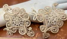 vintage antique needle lace applique 2pcs made in France