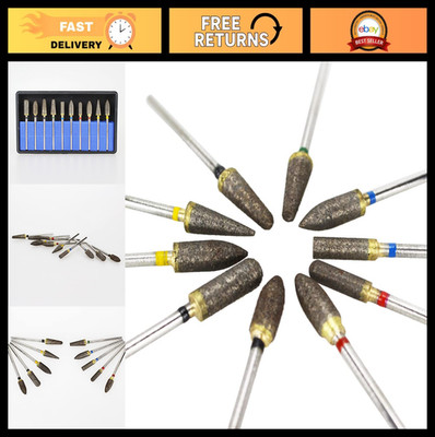 10pcs Diamond Grinding Bur Set - Sintered Drill Bits for Rotary Tools, 3/32'' Sha