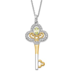 Authentic Sentimental Expressions Silver & Gold-plated Polished August Green & Clear CZ Bi