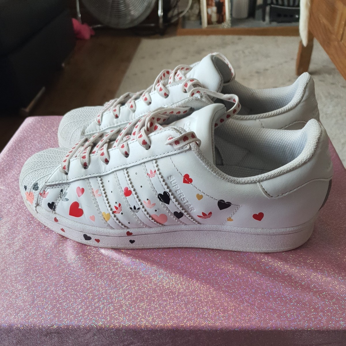 ADIDAS SUPERSTAR TRAINERS VALENTINES EDITION womens size uk