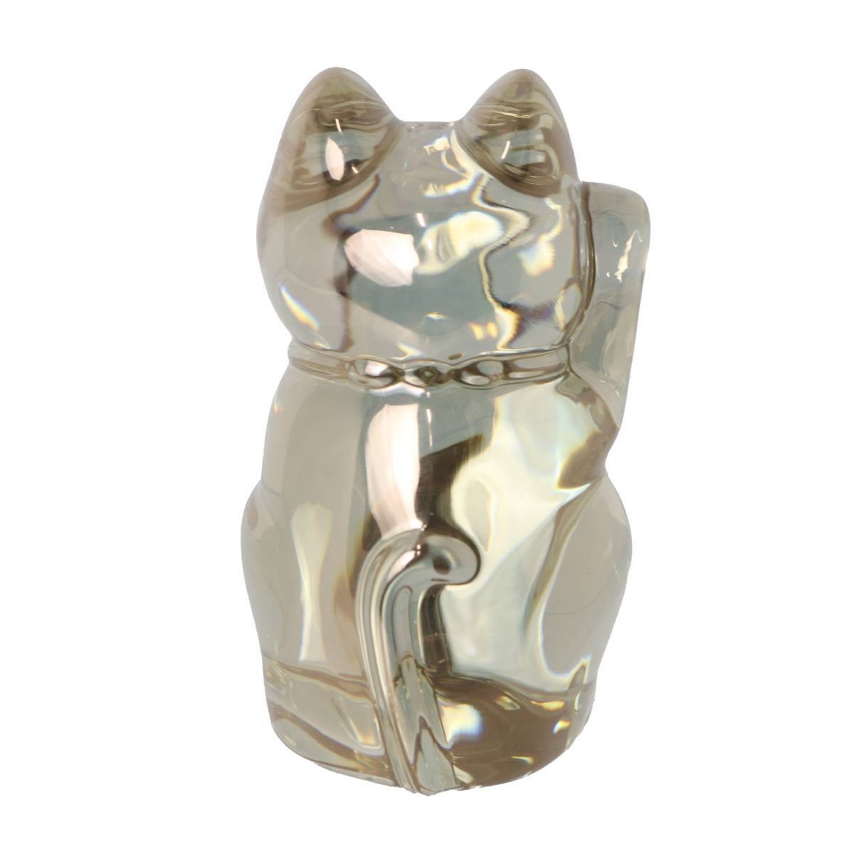Baccarat Maneki Neko Crystal Gold Lucky Cat Figurine 10.5cm