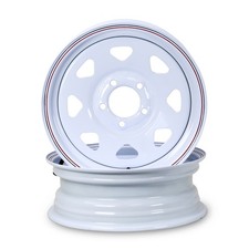 Libra 15 X 5 Trailer Wheels 5 Lug On 5 Bolt Pattern White Spoke Set 2-17024 Libra 15 X 5 Trailer Wheels 5 Lug On 5 Bolt Pattern White Spoke Set 2-17024