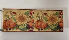 Fall Harvest Tapestry Table Runner w/Sunflowers & Pumpkins 13" x 66"L