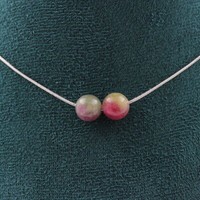 Halskette 2 Perlen Bicolor Turmalin 8 Mm Edelstahlkette Halskette Fe