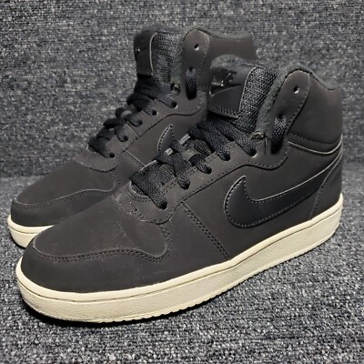 Nike Ebernon Mid SE Womens 8 Black Fleece Tongue Shoes AV2478-001