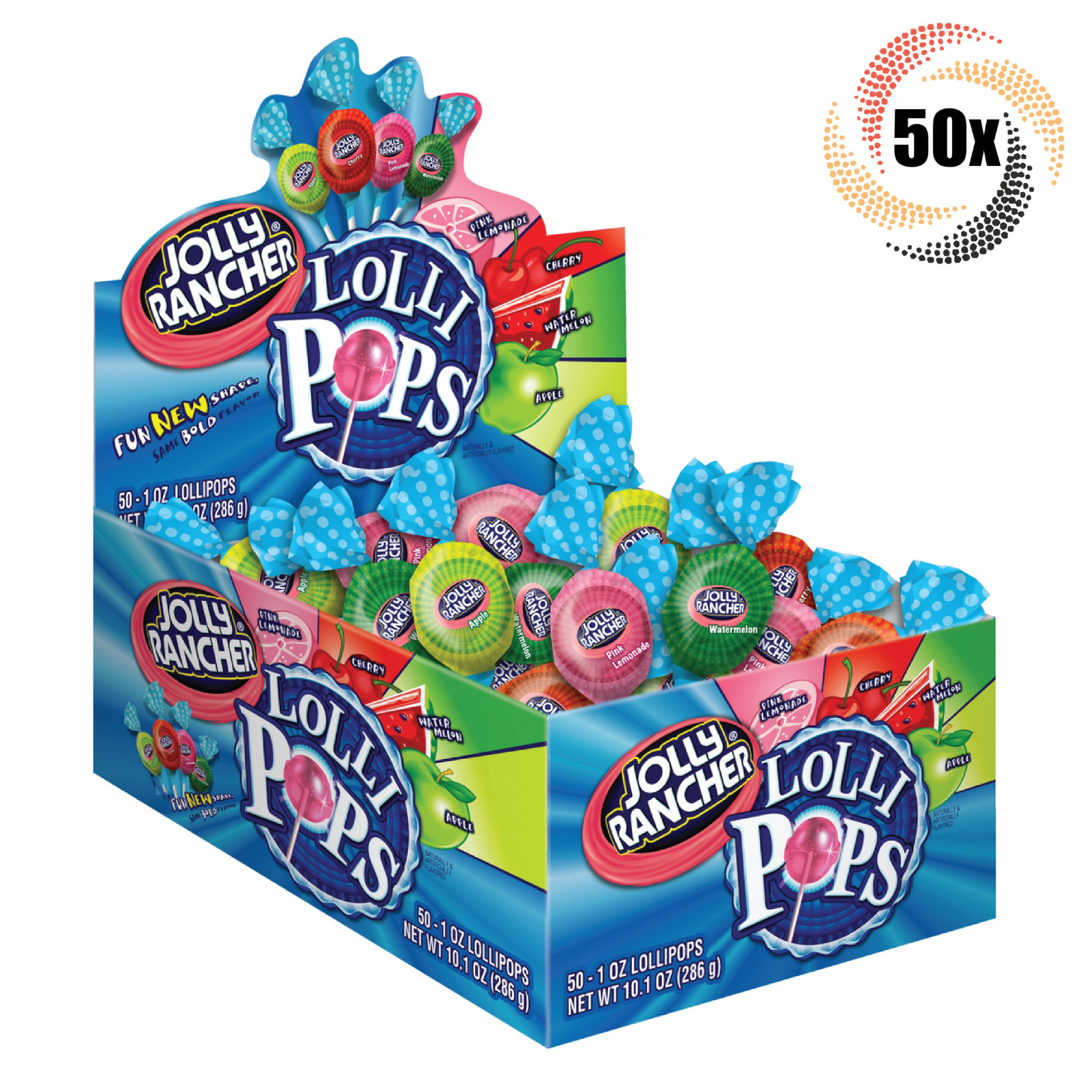 Полная коробка 50x Pops Jolly Rancher Ассорти из аппетитных леденцовых конфет 1 унция 4590₽