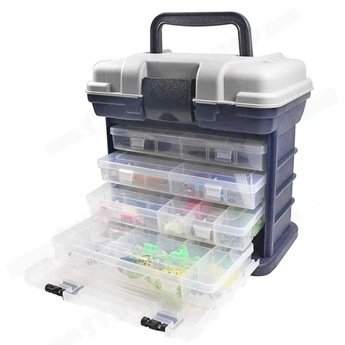 4-Tray Heavy Duty Removable Fishing Tackle Box for Terminal Tackle Croch Storage