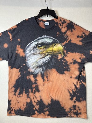 Bald Eagle Graphic Print Hand Made Tie Dyed T Shirt Mens 2XL Delta Pro Weight