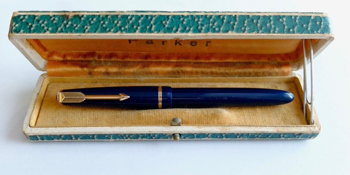 Bouwer　PARKER　SLIMFOLD　FOUNTAIN　PEN Parker Slimfold Duofold UK (1950s/60s) - Blue w/Gold Trim