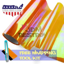 12"X24" Galaxy Chameleon Neo Chrome Orange Headlight Taillight Fog Light Vinyl