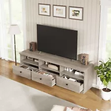 TV Stand Modern TV Entertainment Center & Storage Drawers Wood Media Console New