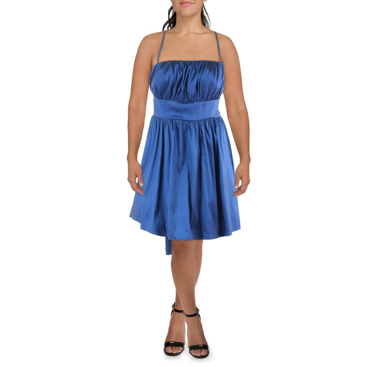 Женское темно-синее плиссированное платье до колена B. Darlin с расклешенными рукавами плюс 9/10 BHFO 3517