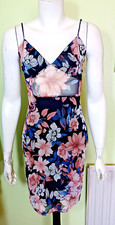 Fashion Nova Mesh Floral Sun Dress Style Dress Black/Pink M 10/12