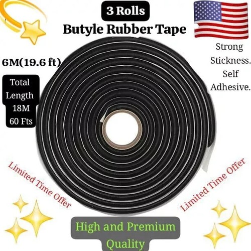 3 Rolls X 19.6Ft 6M Butyl Sealant Rubber Tape Strip Glue Adhesive Car Truck Bus - Bild 1 von 8