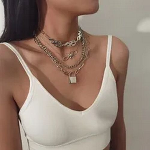 Collana girocollo cuore perle asimmetria punk collane donna bigiotteria moda catena - Foto 3 di 13