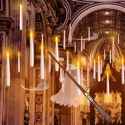 Floating Candle with Wand for Christmas Decoration Magic Hanging Candle