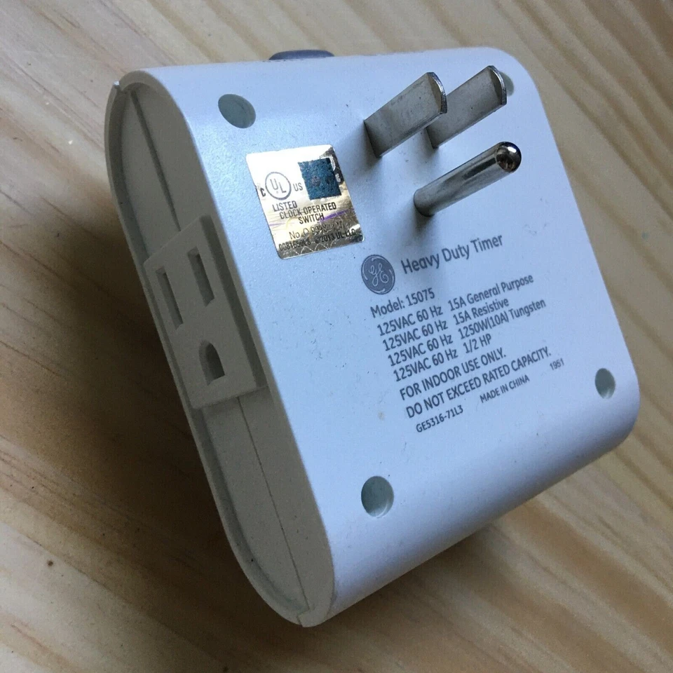 Temporizador mecánico interior Philips/GE 24 horas resistente 15075 2 tomas de corriente conectadas a tierra Foto 4 de 4