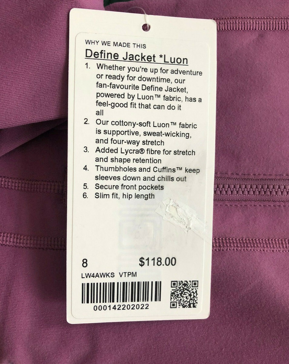 Lululemon レディースジャケット サイズ4 パープル NEW Women Lululemon Define Jacket Mesh Vent Luon Vintage