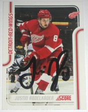 JUSTIN ABDELKADER SIGNED 11-12 SCORE GLOSSY DETROIT RED WINGS CARD AUTOGRAPH!!