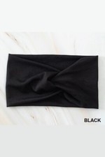 Handmade Women Activewear TWIST KNOT KNIT HEADBAND, 8.5 INCH Black Ribbed Knit