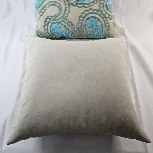 Indoor Down Throw Pillow 18"x18" Heavy Almost 4 Lbs Each Light Blue & Beige READ - Picture 6 of 12